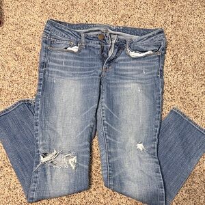 American Eagle Outfitters Light Blue Distressed Skinny Jeans